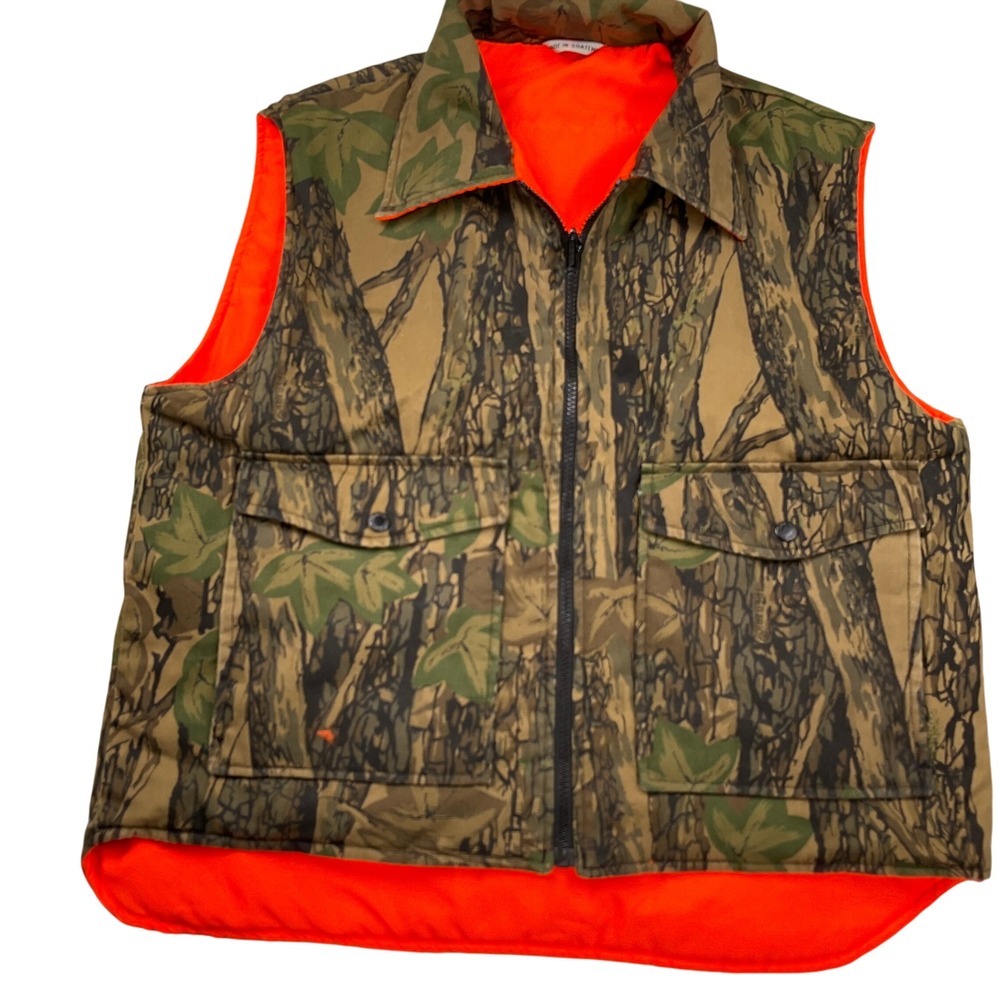 WINCHESTER Concealment Vest Mens Medium Camo Orange Reversible Zip Hunt Outdoors
